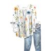 Summer Women's Tops V-Neck Seven Sleeve Shirt Spring Summer Floral Printed Tops Casual Shirt