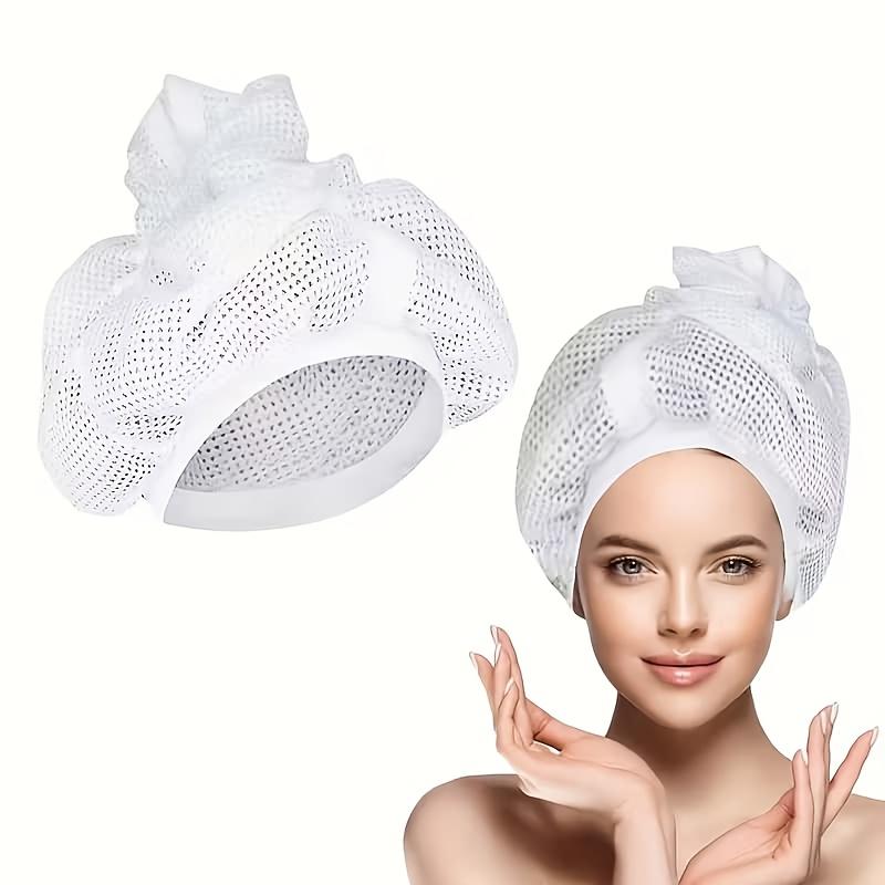 2pcs White Mesh Hair Styling Cap Volumizing Anti-Frizz Breathable Blow-Drying Cap with Elastic Band for Oily Normal Voluminous