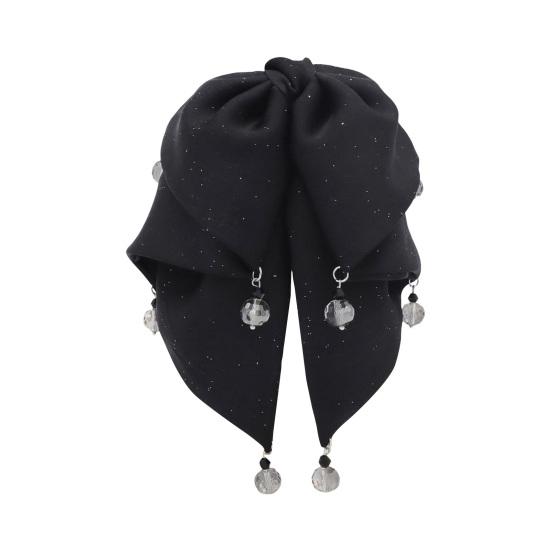 Large Bowknot Hair Claw Clip Non Slip Strong Hold Women Long Thick Thin Hair Shimmery Black Ribbon Bow Clamp Hair Accessories