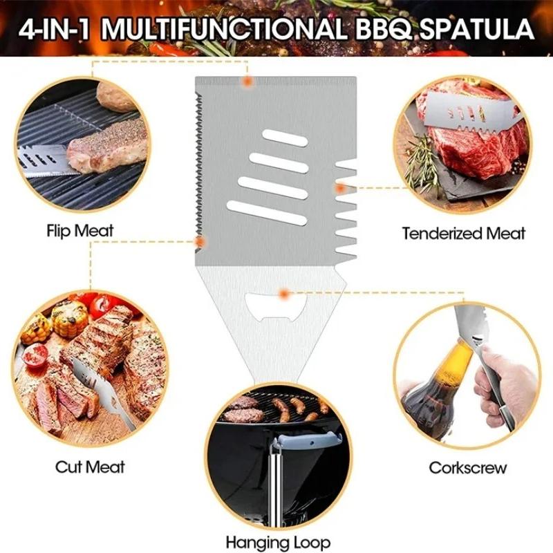 Edelstahl Ofen Set Grillkombinationswerkzeug Outdoor BBQ Grillset Grillset Aufbewahrung Tragbare Stofftasche Backwerkzeug