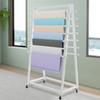 Double-Sided 15-Tier Ribbon and Scarf Organizer Rack, White Steel Fabric Storage Display Stand, 30kg Capacity for Craft Room