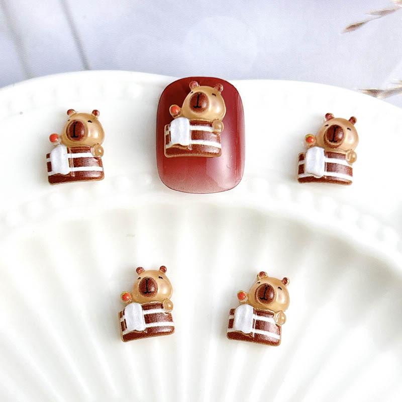 Хит Продаж Аксессуары для Маникюра Мультяшные Капибары Смешанные Милые 3D Смоляные Украшения для Ногтей 06-Bath