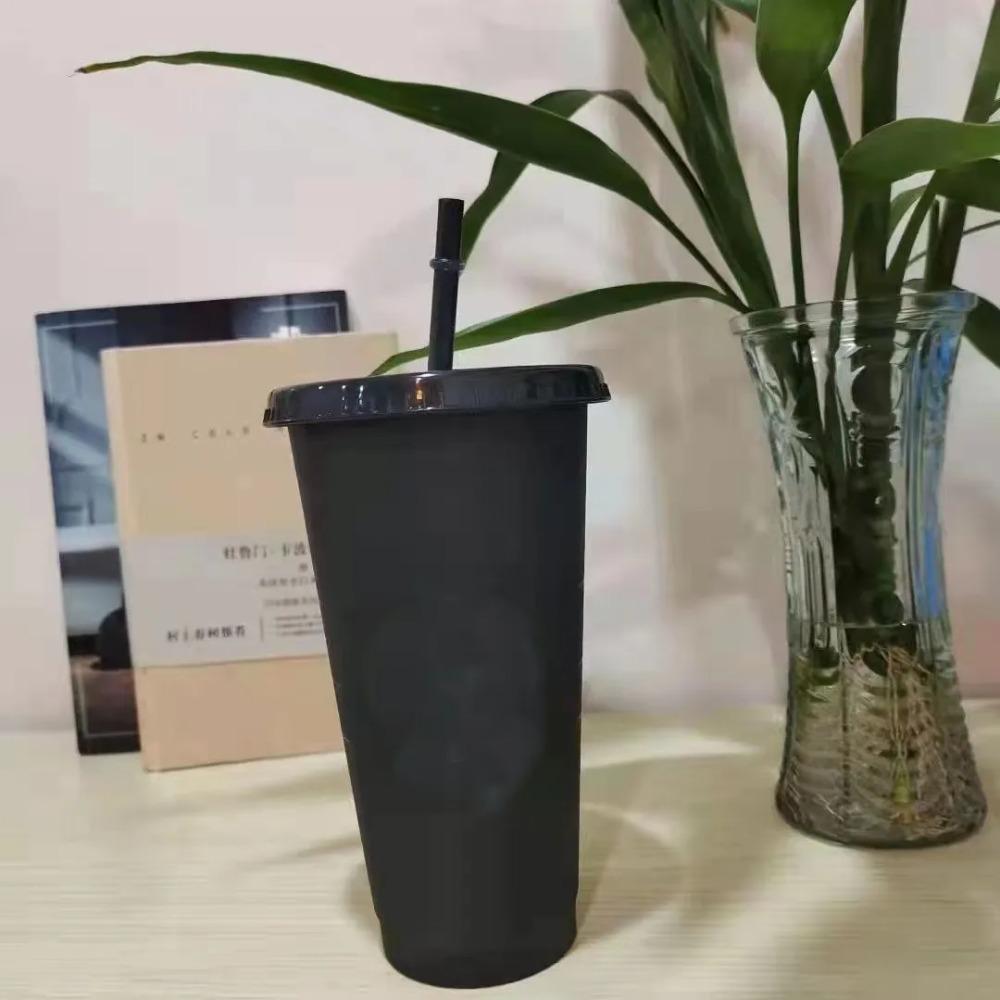 Food Grade PP Plastic Straw Cup with Lid Drinks Cup Drinkware Tumbler  Gift