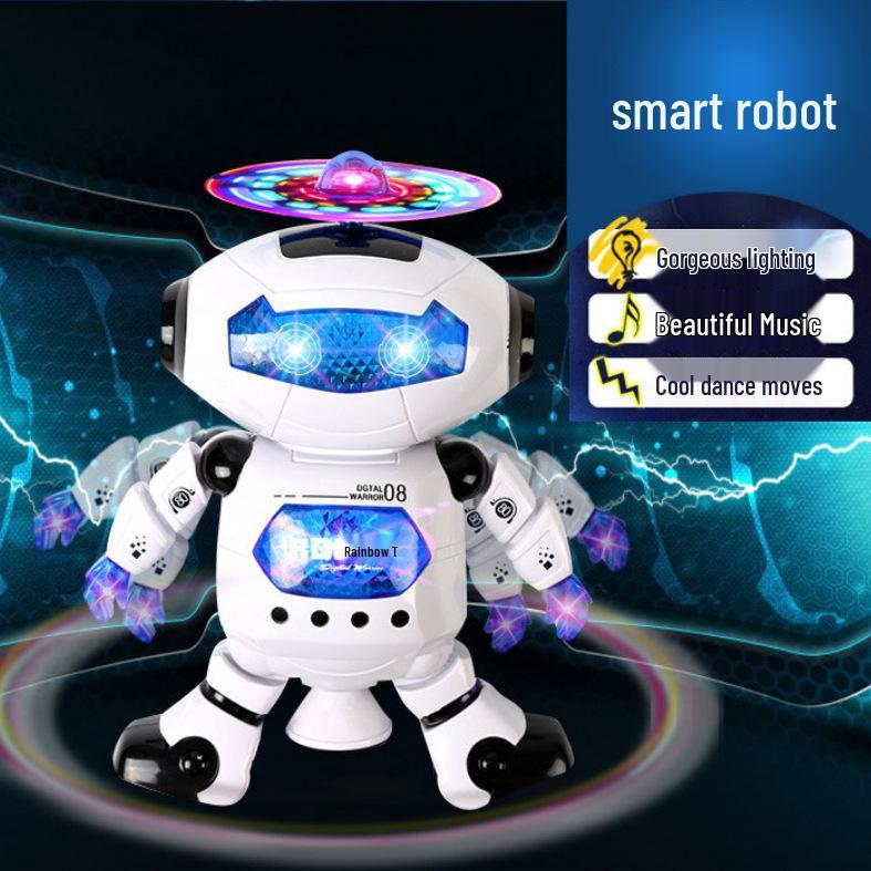 

Розумний робот-іграшка для дітей, що обертається та танцює в космосі – Засліплююче світло та вітрові ефекти One Size
