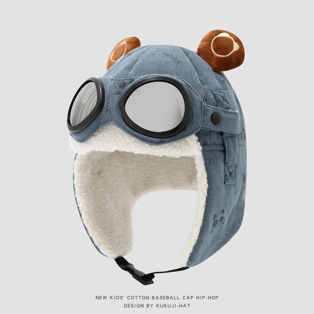 Children's Fleece-Lined Pilot Hat: Warm, Windproof Ear Protection for Boys and Girls - Perfect for Autumn and Winter