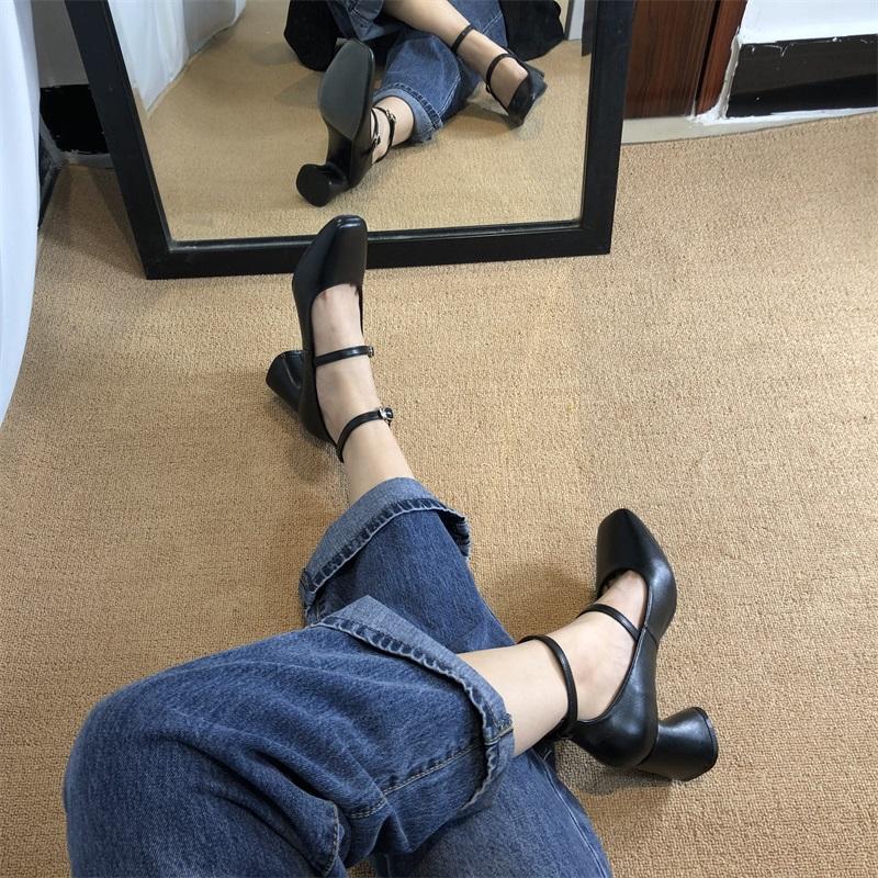 

New Square Toe Pumps Women High Heels Woman Shoes Fashion Party Dress Shoes Buckle Mary Janes Shoes Women Zapatos De Mujer