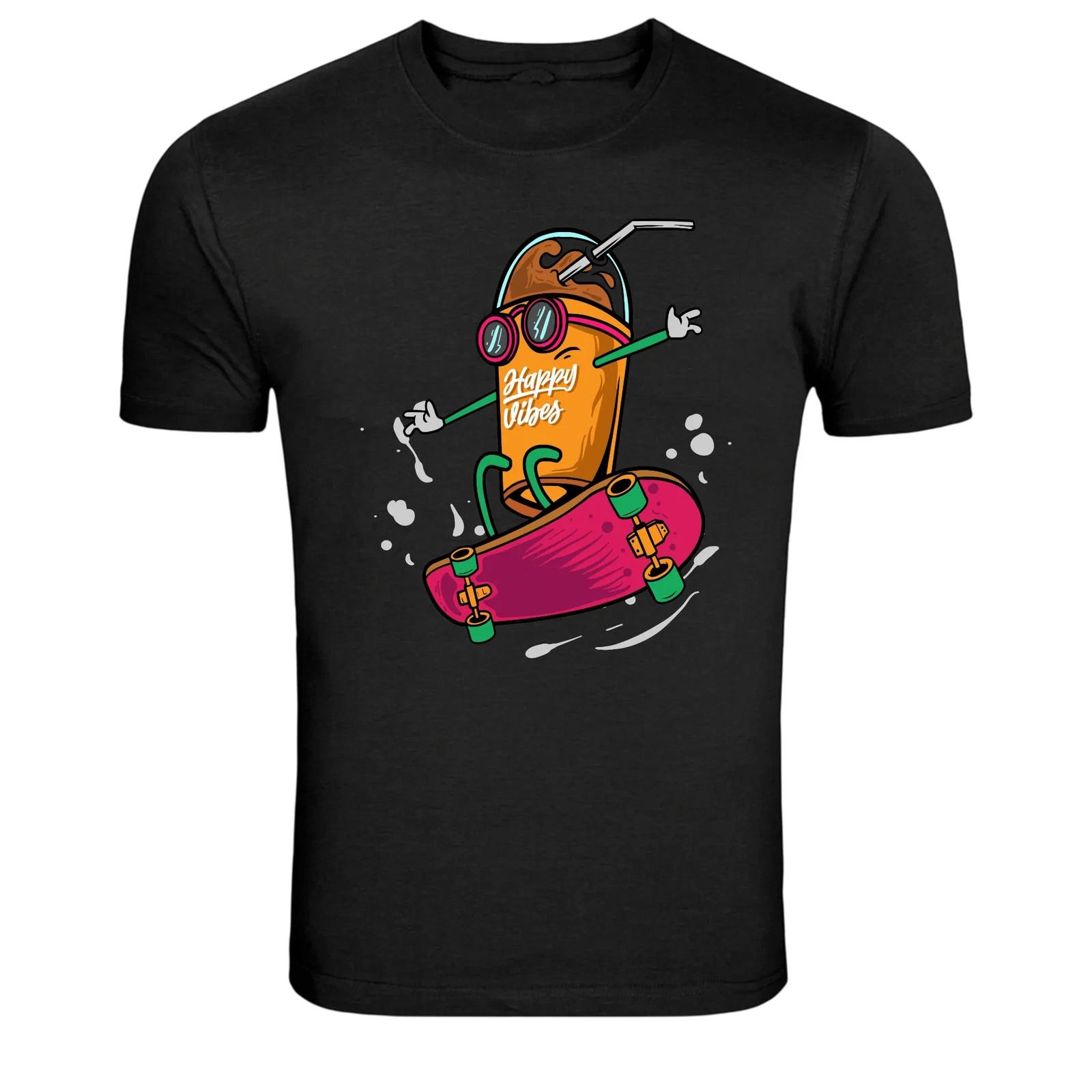 

Happy Vibes Smoothie Skateboard Cartoon Graphic T-Shirt 3XL