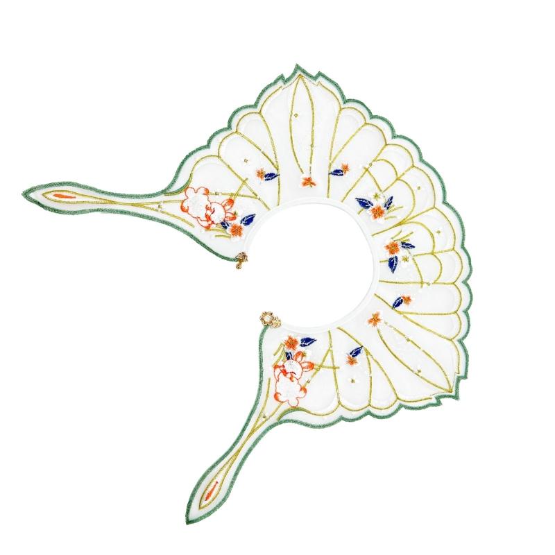 Embroidered Rabbit Faux Collar Decorative Collar for Ancient Costume Removable False Collar Little Girl Adjustable Shawl