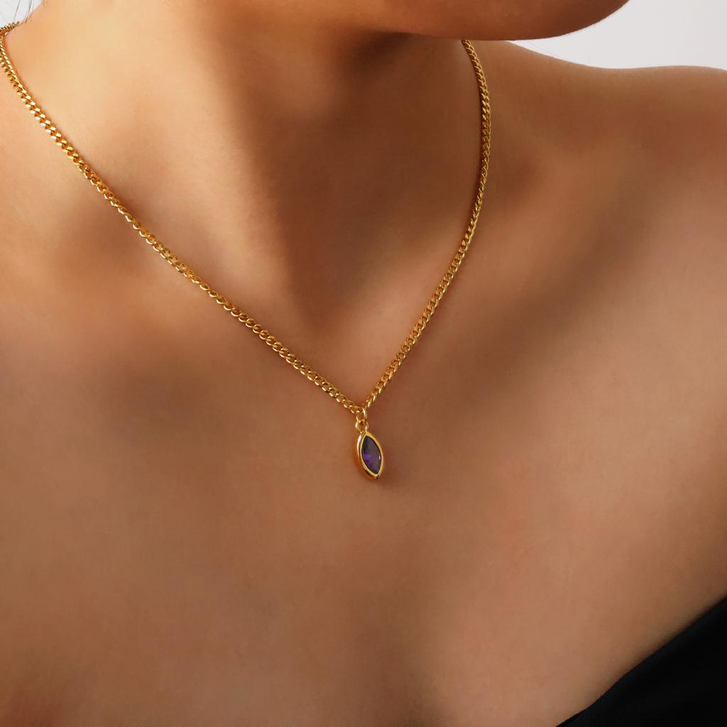 Light Luxury Fashion Zircon Necklace Personalized Design Titanium Steel Necklace Women Do Not Fade Versatile