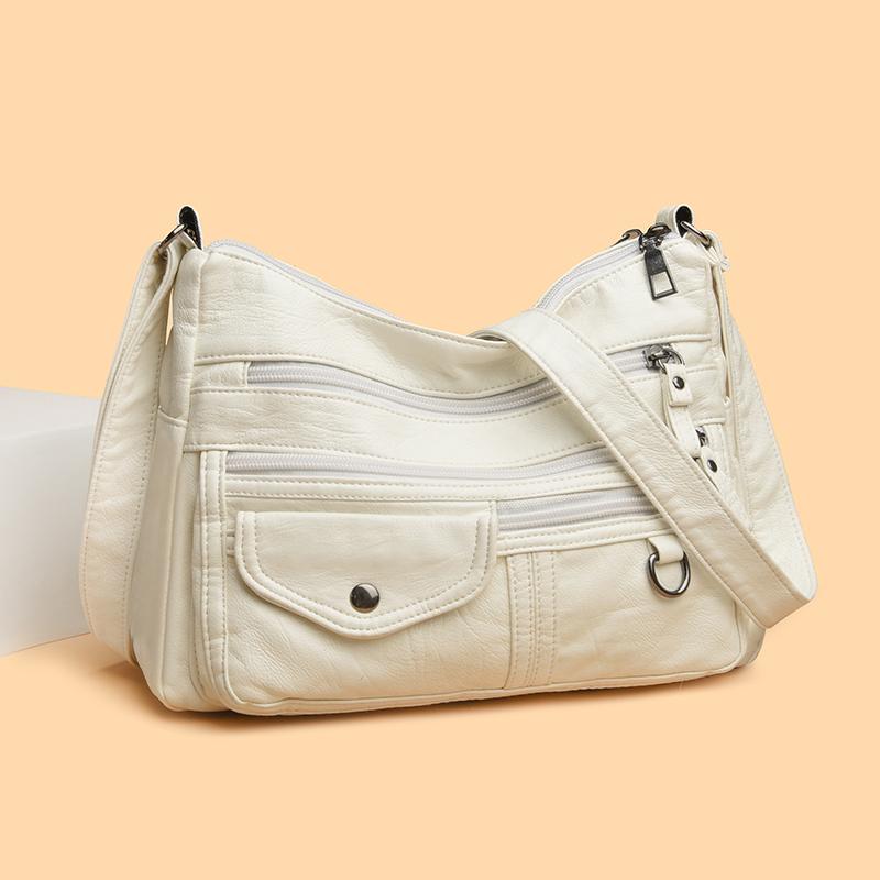 

Women s Large Capacity Shoulder Bag Soft Leather Small Square Bag червоний