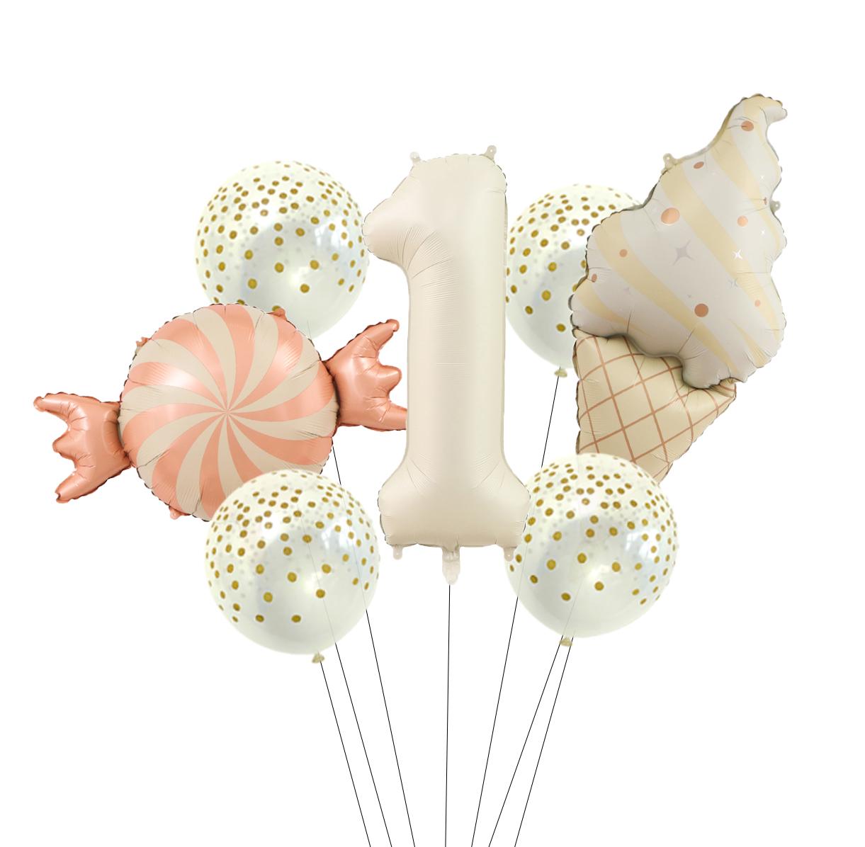 

32 Inch Milk White Matte Candy Ice Cream Aluminum Film Digital Balloon Set Happy Birthday Party Decoration Kids Background Decor 32inch