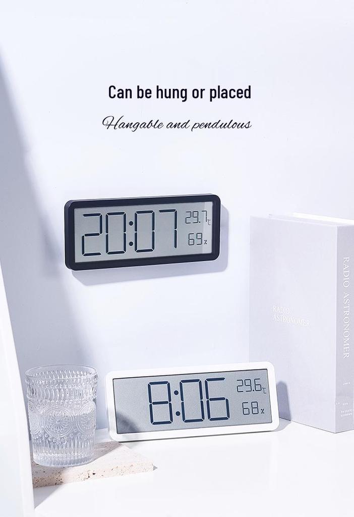 INS Modern Large Screen Wall Clock with Temperature & Humidity Display, Model YD106