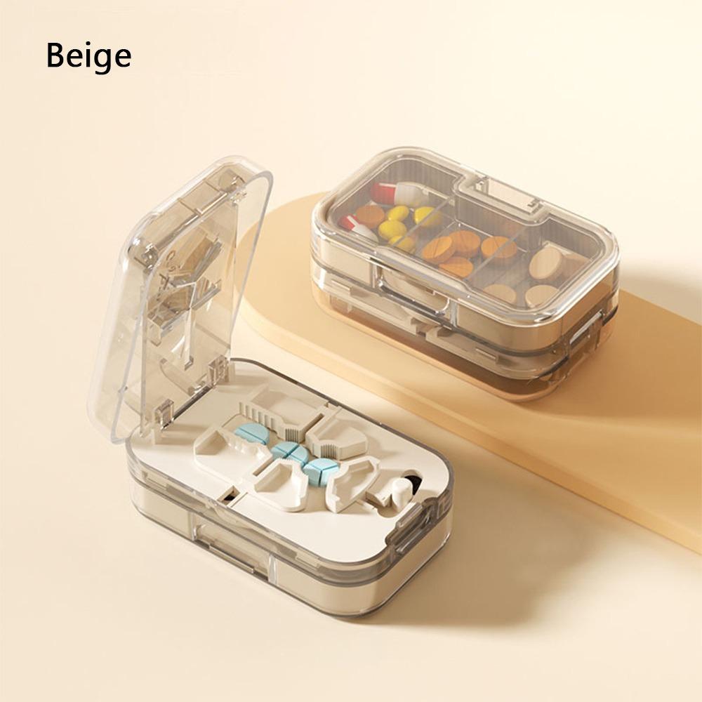 

New Double-Layer Pill Box with Pill Cutter Transparent Sealed Pill Organizer Case 3 Compartment Mini Medicine Tablet Storage Box