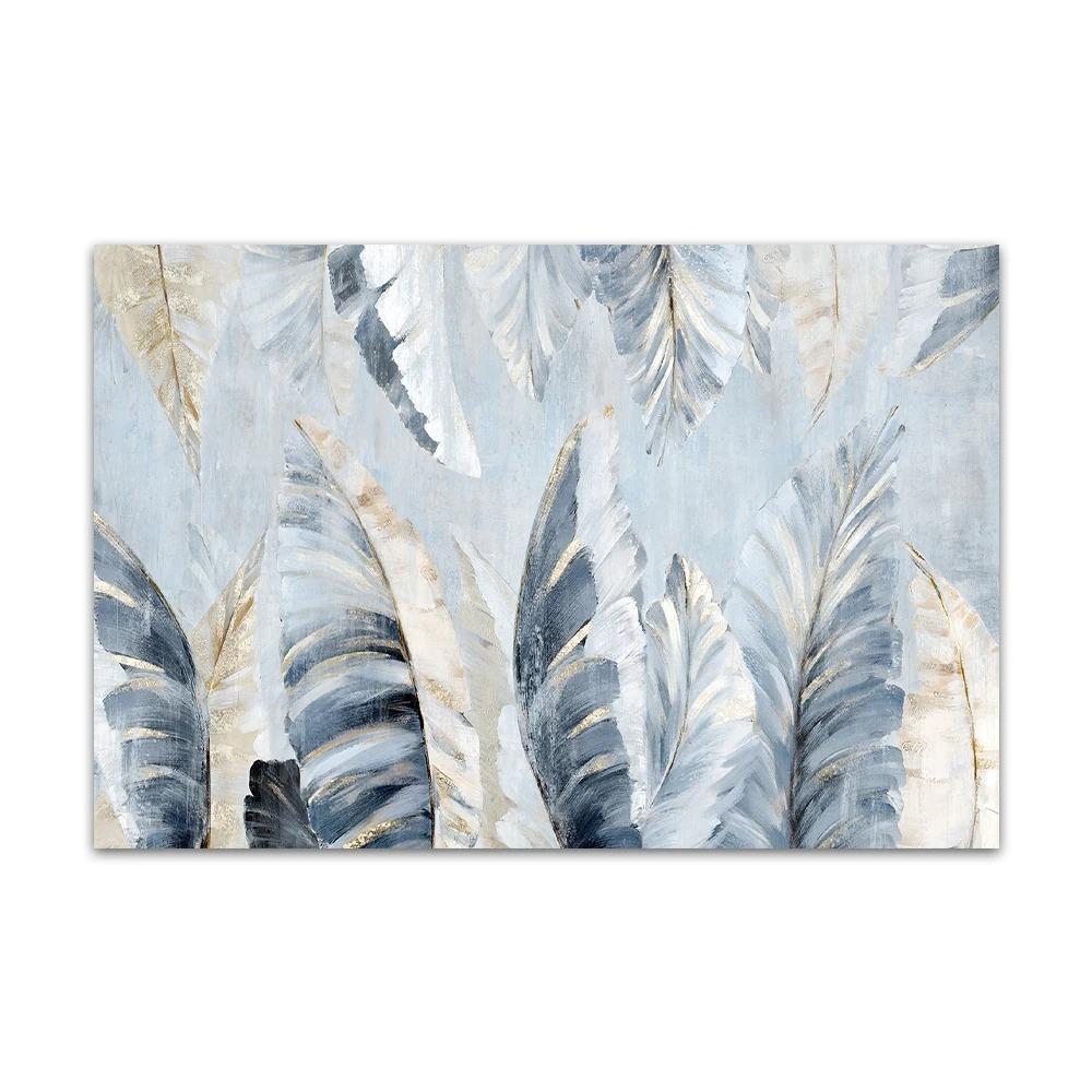 Póster de Hojas de Palma Doradas Abstractas Pintura en Lienzo de Plantas Nórdicas Naturaleza Muerta Arte de Pared Imágenes para Sala de Estar Decoración Interior del Hogar