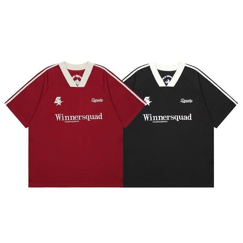 2024 Summer Unisex Oversized V-Neck Embroidered T-Shirt