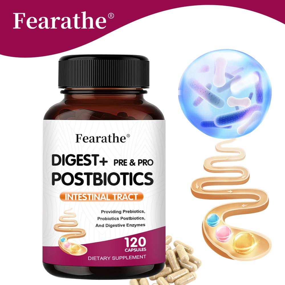 Prebiotic Probiotic Postbiotic Digestive Enzyme Complex Capsules, 120 Vegetable Capsules Dietary Supplement