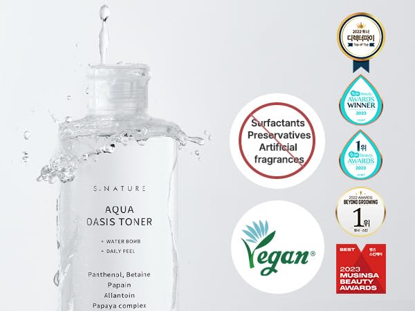 AQUA OASIS TONER Green Types of Hyaluronic Acid [S.NATURE] 300ml/Cleansing lotion/Pack/Mist/PHA/EWG Certified/8