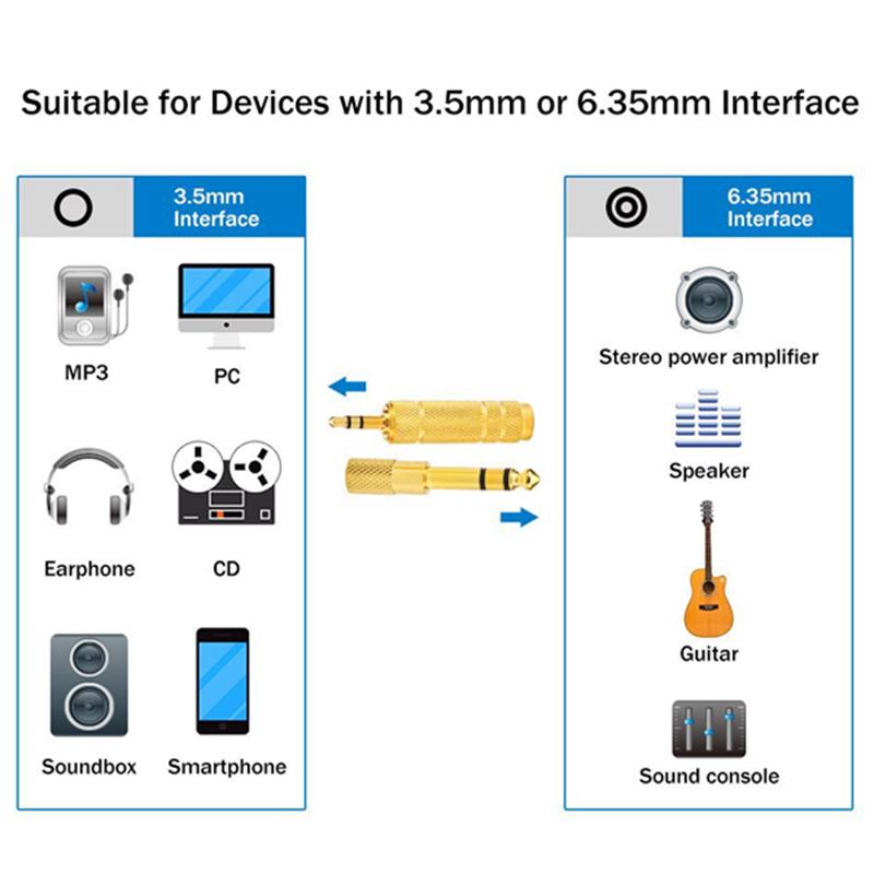 6,5mm Buchse Weiblich Zu 3,5mm Stecker Männlichen Stereo Audio Adapter Jack Converter Mikrofon