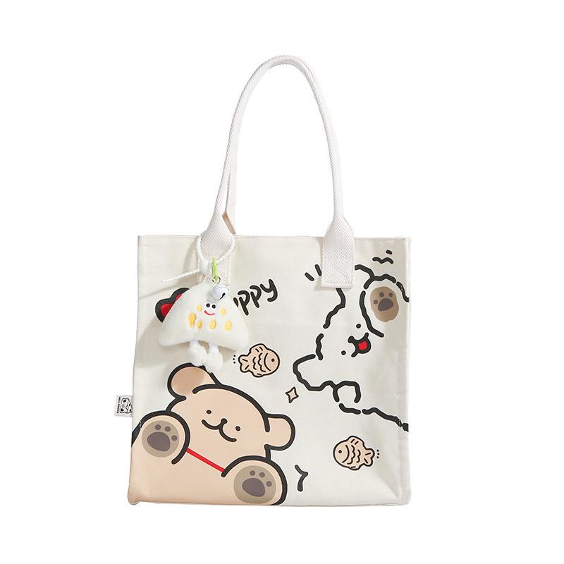 Korean Lazy Style Large Canvas Tote Bag - Fashionable, Versatile, High-End Women's Commuter Shoulder Bag