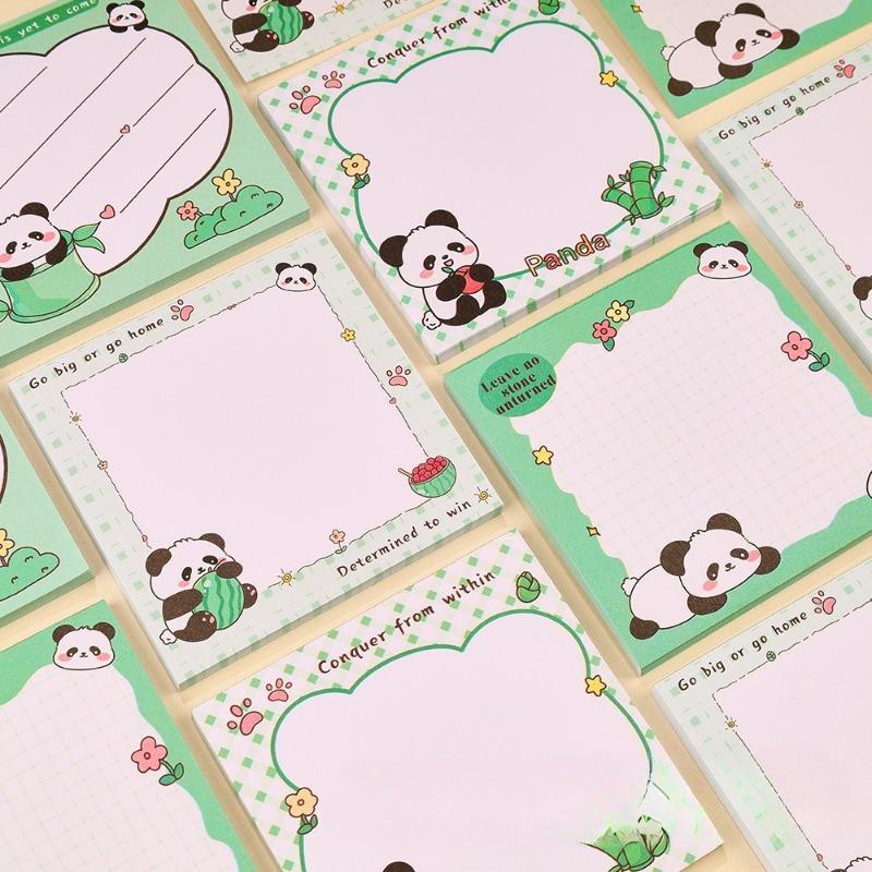 8Pcs Sticky Notes, 50 Sheets Per Pad Creative Panda Sticky Note Lovely Cartoon Students Small Note High Appearance Level Can Paste N Times Sticky Note