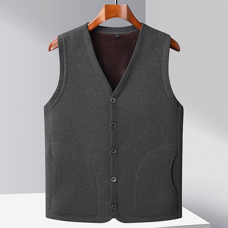 

Мужской жилет, Теплый жилет для среднего и пожилого возраста, Утолщенный наряд для папы из немецкого вельвета, Повседневный кардиган на пуговицах, Пальто дедушки 2XL