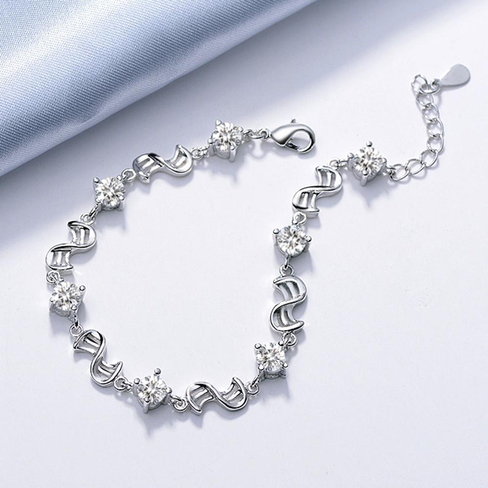 Weihua Temperament Women's Silver-Plated Amethyst Bracelet with Red Bean Charm