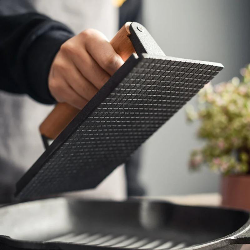 Cast iron rectangular heavy-duty meat press with handle,suitable for outdoor,kitchen,party,such as steak,burger, and barbecue