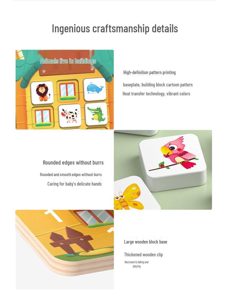 Wooden Building Blocks & Number Puzzle for Kids Ages 3-6