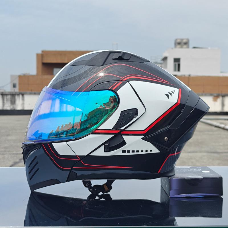 New motorcycle helmet men's face helmet women's locomotive full helmet summer double lens universal in all seasons