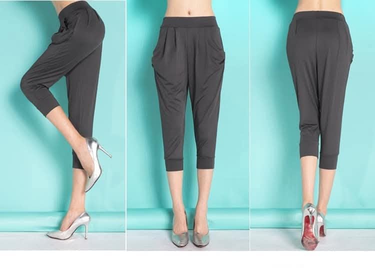 BlackCoco Sarouel Loose Elastic Dark Women's Pants, Fit, 3/4 Length, Stretchy, Comfortable, (JP, Alphabet, L, Standard, Gray) [Used]