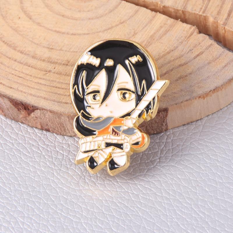 Attack on Titan Anime Enamel Pins Mikasa Rivaille Figure Brooch Jewelry Backpack Clothing Decoration Accessories Gifts