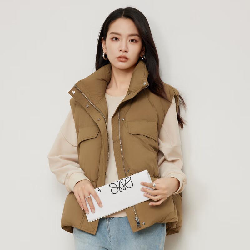 Elva' Island Women's Retro Stand Collar Short Down Vest