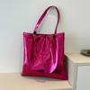 Glossy Tote Bags for Women Fashion High Capacity Shopping Pouch PU Leather Handags Shiny Casual Female Purse Girls Shoulder Bag