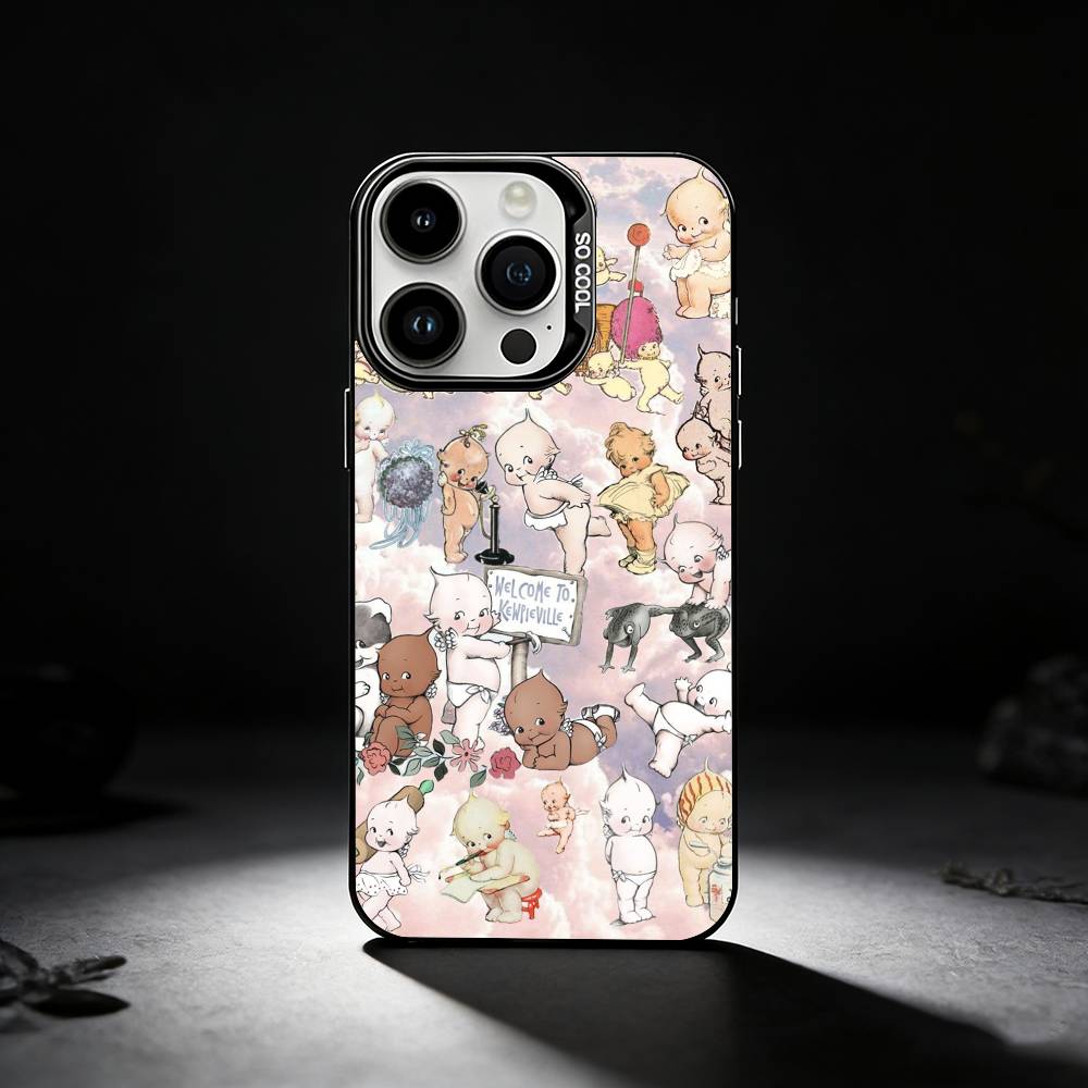 Kewpie Cute Angel baby Phone Case For iPhone 17,16,15,14,13,12,11 Plus,Pro Max,XS,Colored silver phone case