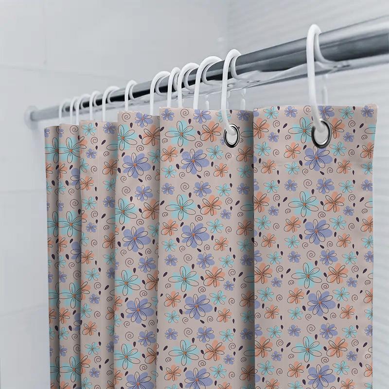 Pattern Shower Curtain Floral Print Bath Room Decor Water Proof Fabric For Bathroom Pink Blue White Color Home Decor Item Ready