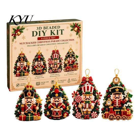 Parent Child Interactive Activity 3D Beaded DIY Kit, Lifelike Christmas Animal Beading Craft Set, Set for Kids Handmade Easy Embroidery Kit And Adults