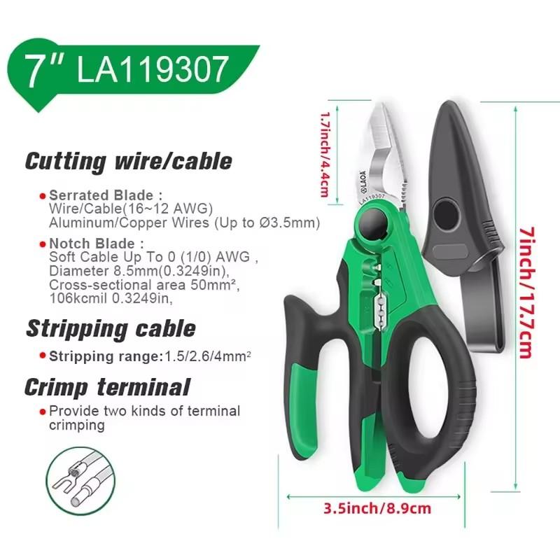 

LAOA Electrician Scissors 6/7/8 Inch Wire Stripper Wire Cutter Crimper Open Handle Stainless Shears Cable Cutting Crimping Tool