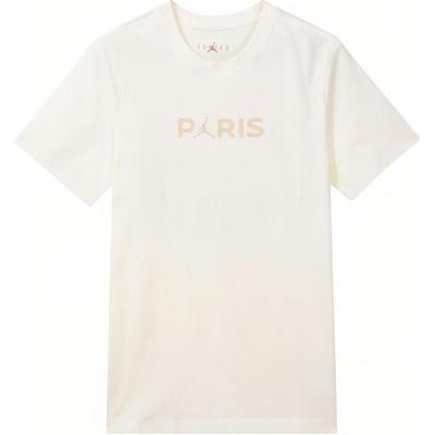 Paris Saint-Germain Letter Print Round Neck Casual Short Sleeve T-Shirt Men Tops Sail FN5333-133