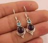 Solid 925 Sterling Silver Amethyst Blue Topaz Gemstone Earrings Handmade Earrings Women Gift Earrings Drop Earring