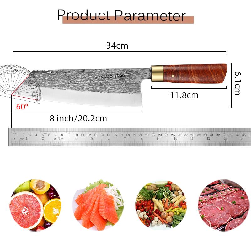 7inch Chef's Knife Hand Forged Kitchen Knives High Chromium Carbon Steel Chopping Knife Cooking Meat Vegetable Knife with Box