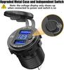 Aluminum Quick Charge Dual QC3.0 USB Car Charger Socket with Digital Voltmeter With Switch Button for Marine Motorcycle Truck