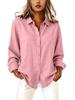 European & American Women's Spring/Summer Lapel Cardigan: Loose Long Sleeve Cotton & Linen Casual Shirt, Versatile for Any Occasion