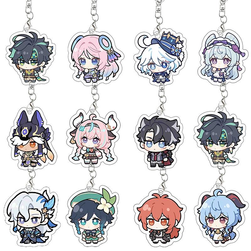 Genshin Impact Kinich Furina Layla Acrylic Keychain Decoration Accessories Pendant Keychain Characters Figure Bag Birthday Gift