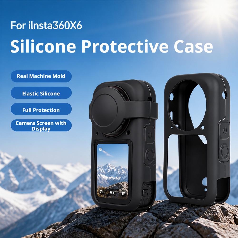 For Insta360 X6for Insta360 X6 Silicone Protective Cover&Lens Cap Full Coverage Anti-scratch Fall Shell Case