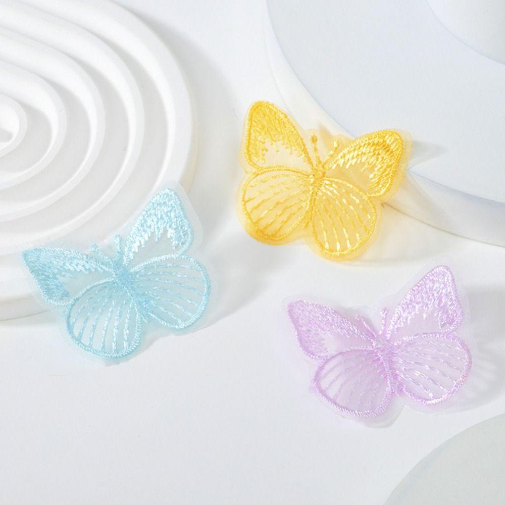 

100PCS DIY Material Gauze Butterfly Applique Embroidered Cloth Applique Handicraft фиолетовый