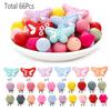 70Pcs Silicone Baby Teething Bead Set Daisy Hexagonal Shape Beads Food Grade for Newborn Diy Pacifier Chain Necklace Accessories