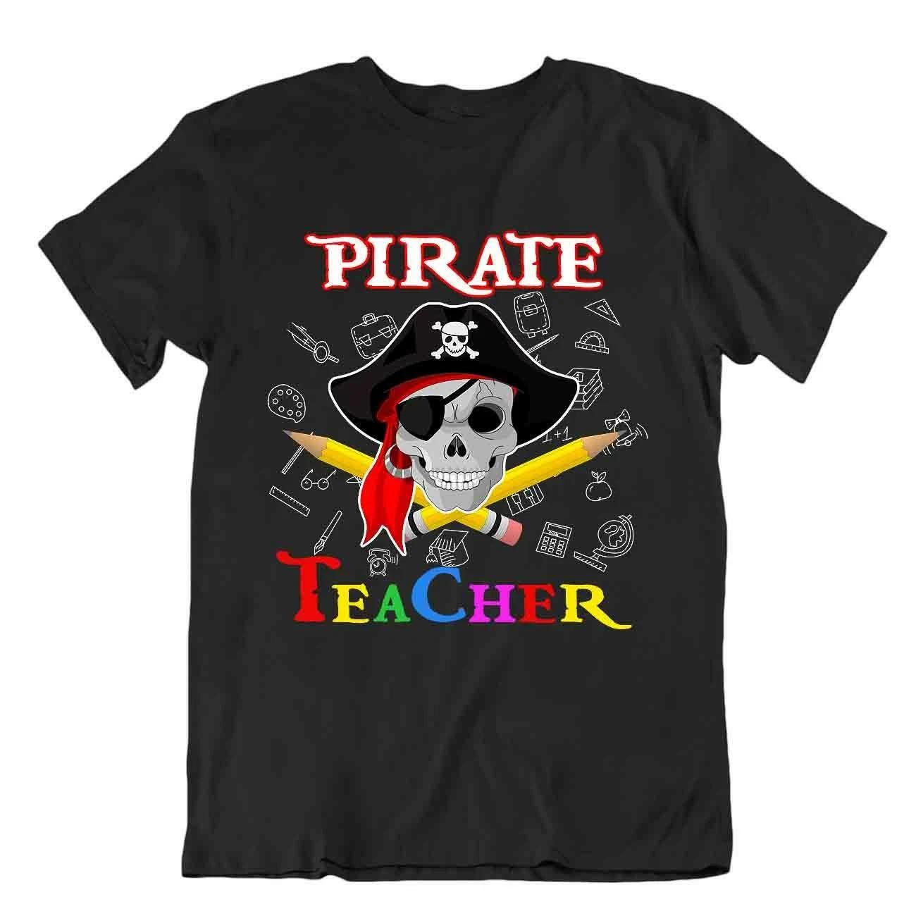 Pirate Teacher T-SHIRT Funny Comic TEE End Year Educator Gift SHIRT L