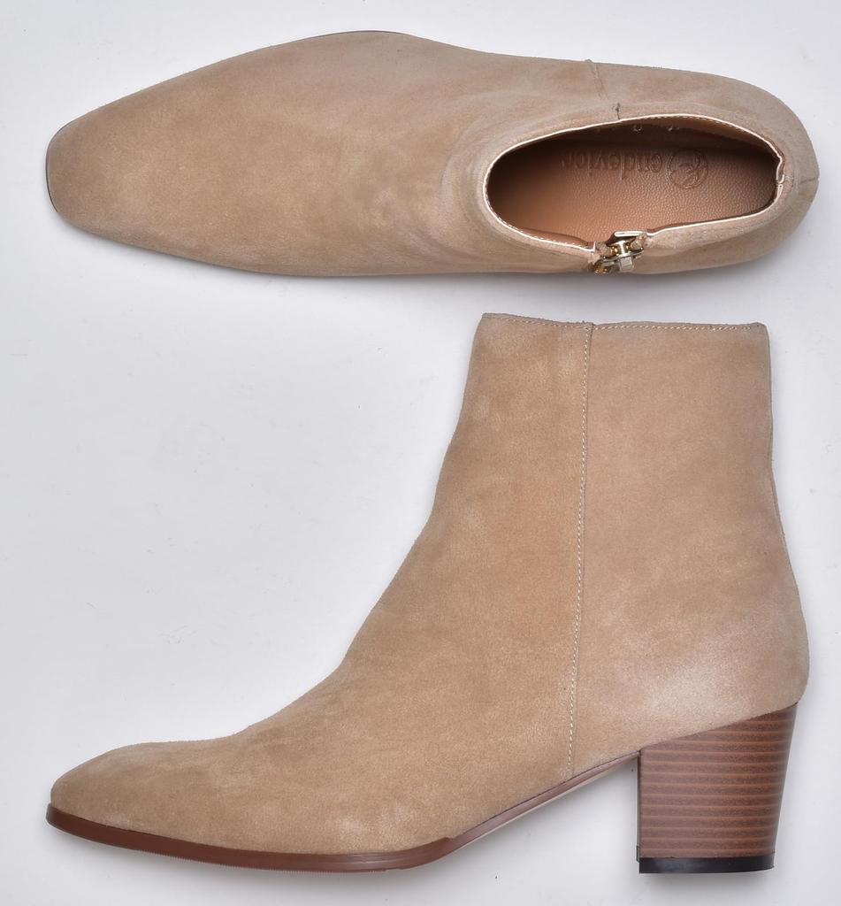 Endevice ELB650-1 Herren Beige Wildleder Stiefeletten mit Absatz, Hergestellt in Japan, Echtes Leder, Größe 40 (25,0 cm)