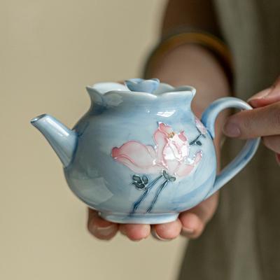 Hand Drawn Beautiful Flowers Teapot You Tian Fired Tea Kettle Tea Ceremony Lady Tea Set Kungfu Tea Set Single Pot Tea Brewing