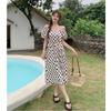 Chic and Beautiful Polka Dot Bubble Sleeve Dress, Summer New Women's Long Dress